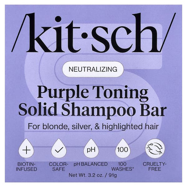 Kitsch Purple Toning Solid Shampoo Bar For Blonde Silver & Highlighted Hair Orange Blossom & Jasmine — 91 g