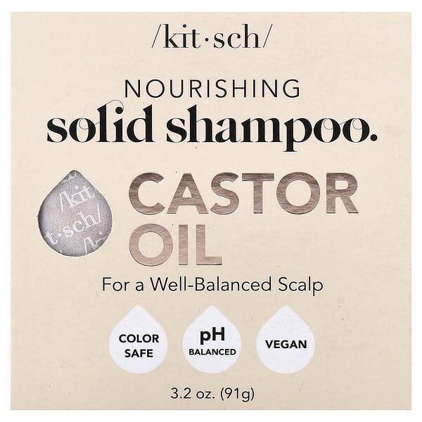 Kitsch Castor Oil Nourishing Solid Shampoo Bar For A Well-Balanced Scalp Sugared Amber & Shea — 91 g