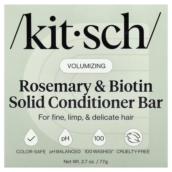 Kitsch Rosemary & Biotin Volumizing Solid Conditioner Bar For Fine Limp & Delicate Hair Sweet Lavender & Rosemary — 77 g