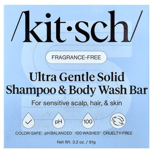 Kitsch Ultra Gentle Solid Shampoo & Body Wash Bar Fragrance-Free — 91 g