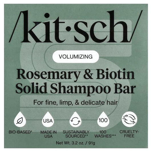 Kitsch Rosemary & Biotin Volumizing Solid Shampoo Bar For Fine Limp & Delicate Hair Rosemary & Biotin — 91 g