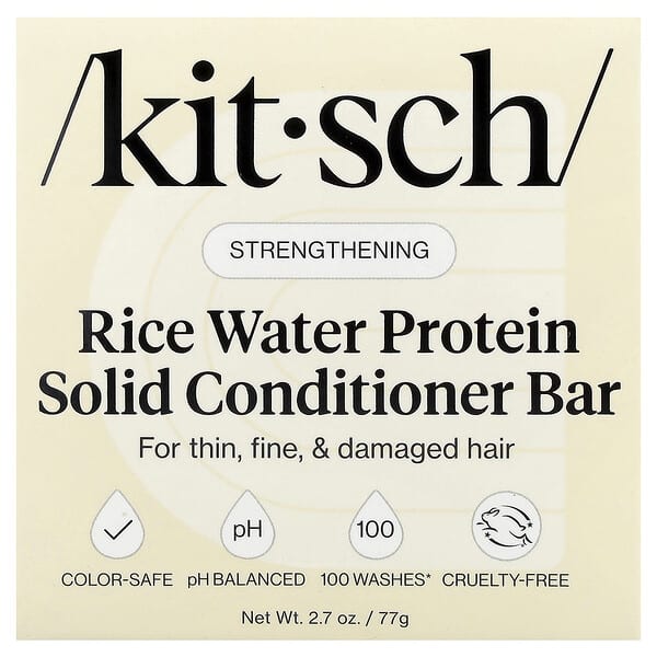 Kitsch Rice Water Protein Solid Conditioner Bar Strengthening For Thin Fine & Damaged Hair White Tea & Mandarin — 77 g