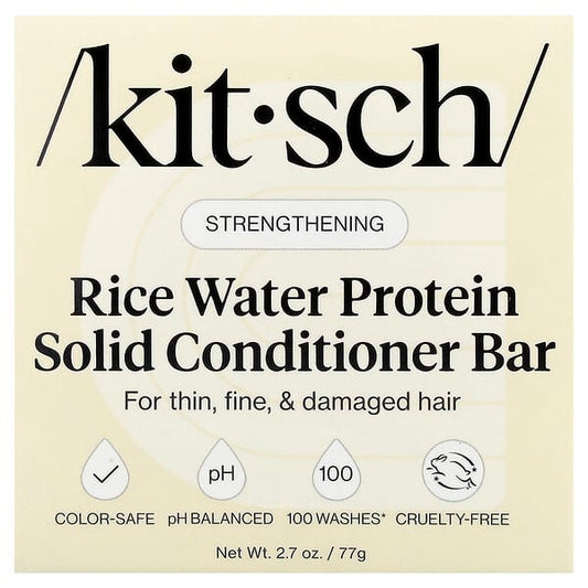 Kitsch Rice Water Protein Solid Conditioner Bar Strengthening For Thin Fine & Damaged Hair White Tea & Mandarin — 77 g