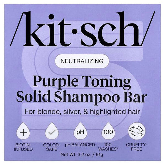 Kitsch Purple Toning Solid Shampoo Bar For Blonde Silver & Highlighted Hair Orange Blossom & Jasmine — 91 g