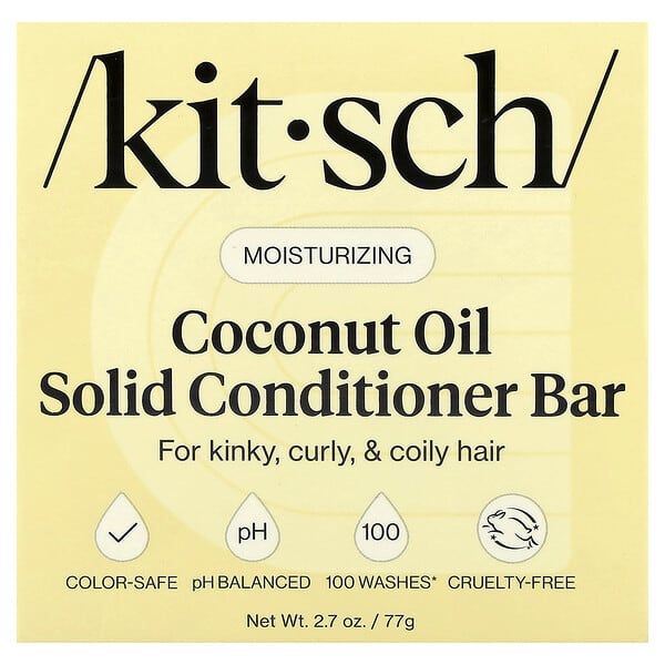 Kitsch Coconut Oil Moisturizing Solid Conditioner Bar For Kinky Curly & Coily Hair Salted Almond & Driftwood — 77 g