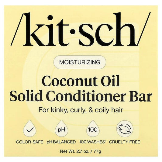Kitsch Coconut Oil Moisturizing Solid Conditioner Bar For Kinky Curly & Coily Hair Salted Almond & Driftwood — 77 g