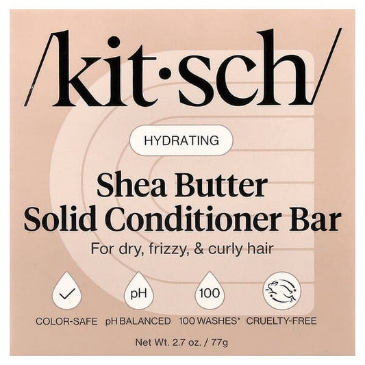 Kitsch Shea Butter Hydrating Solid Conditioner Bar For Dry Frizzy & Curly Hair Sugared Amber & Shea — 77 g